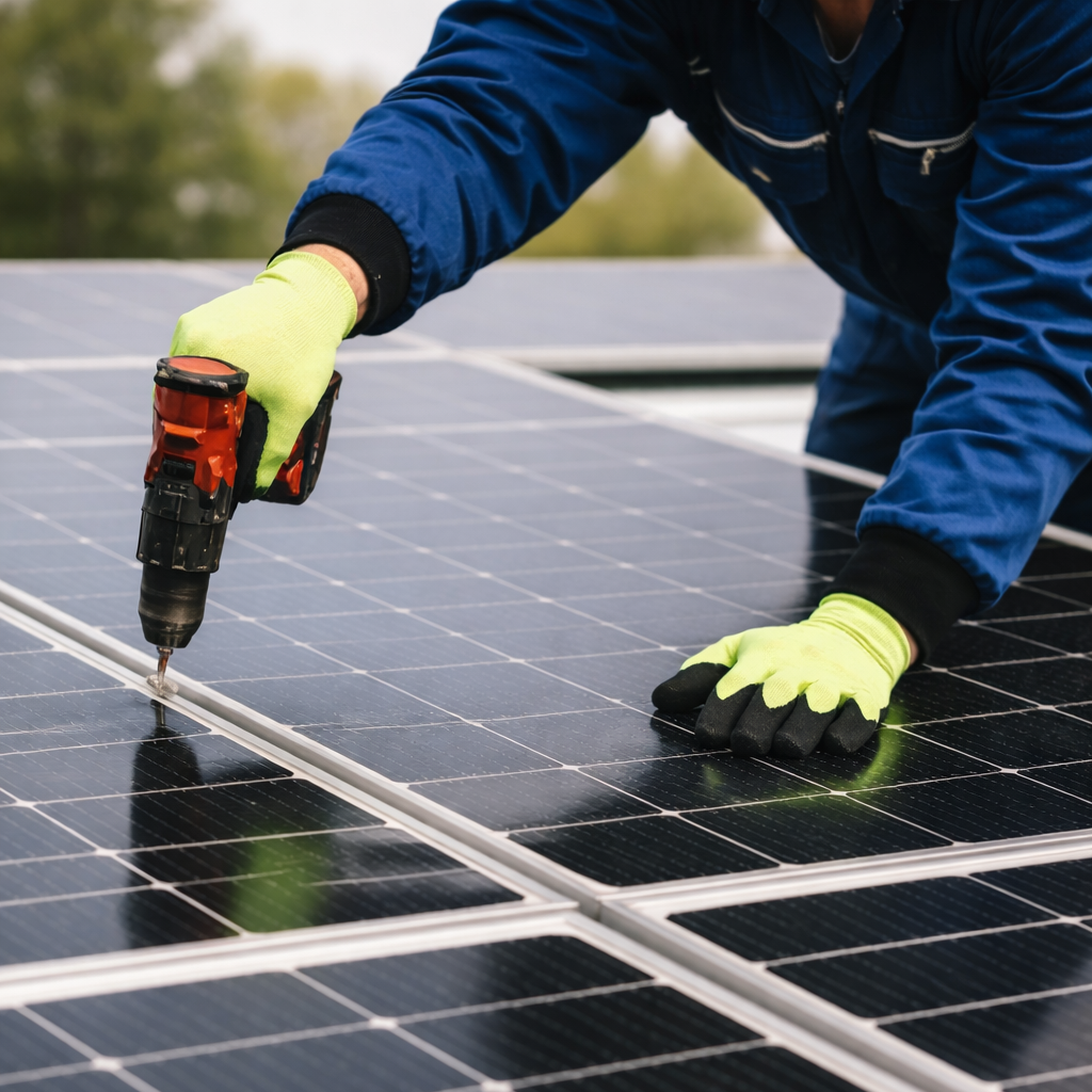 a person working on a solar panel
